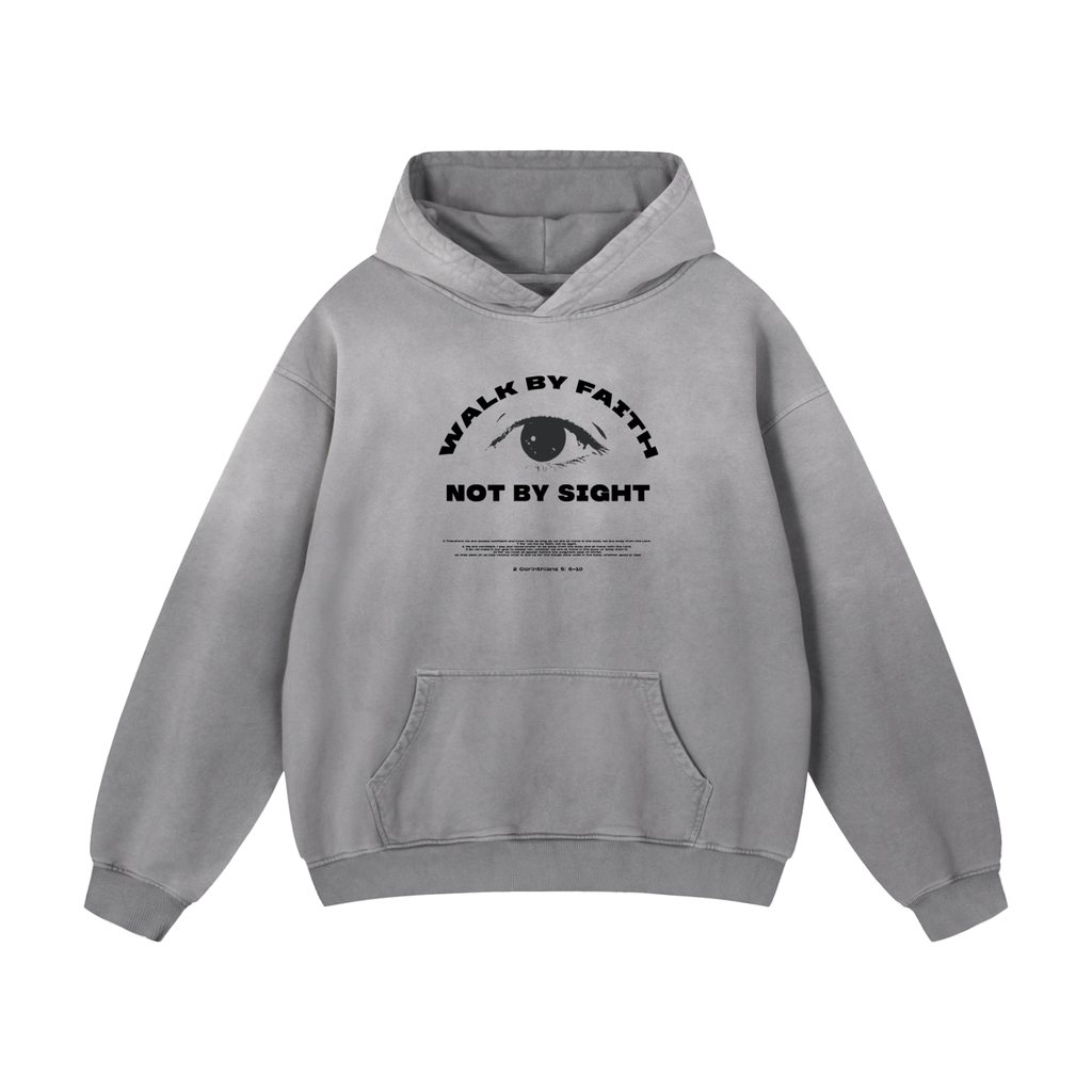 Walk by Faith - Christian Heavyweight Sunfade Oversized Hoodie