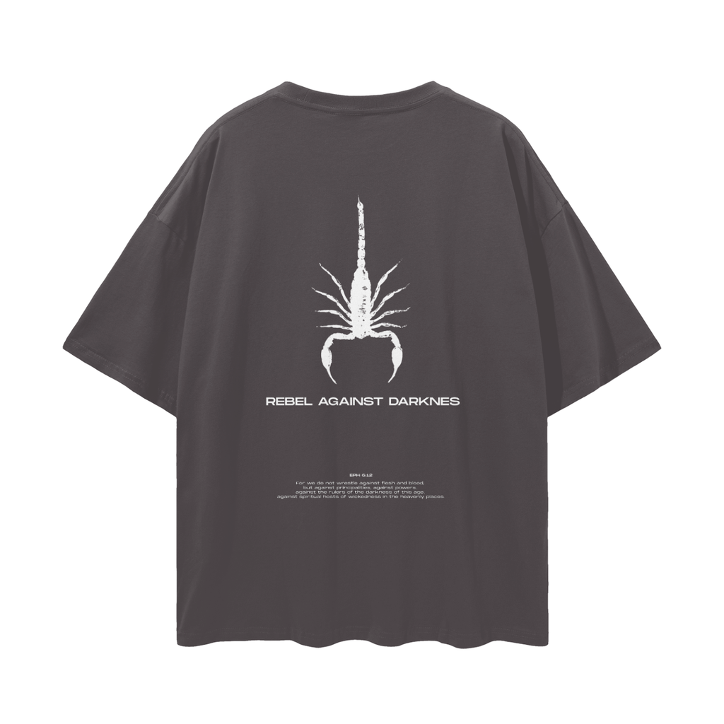 REBEL AGAINST DARKNESS - Christian Streetwear Loose Drop Shoulder T-Shirt