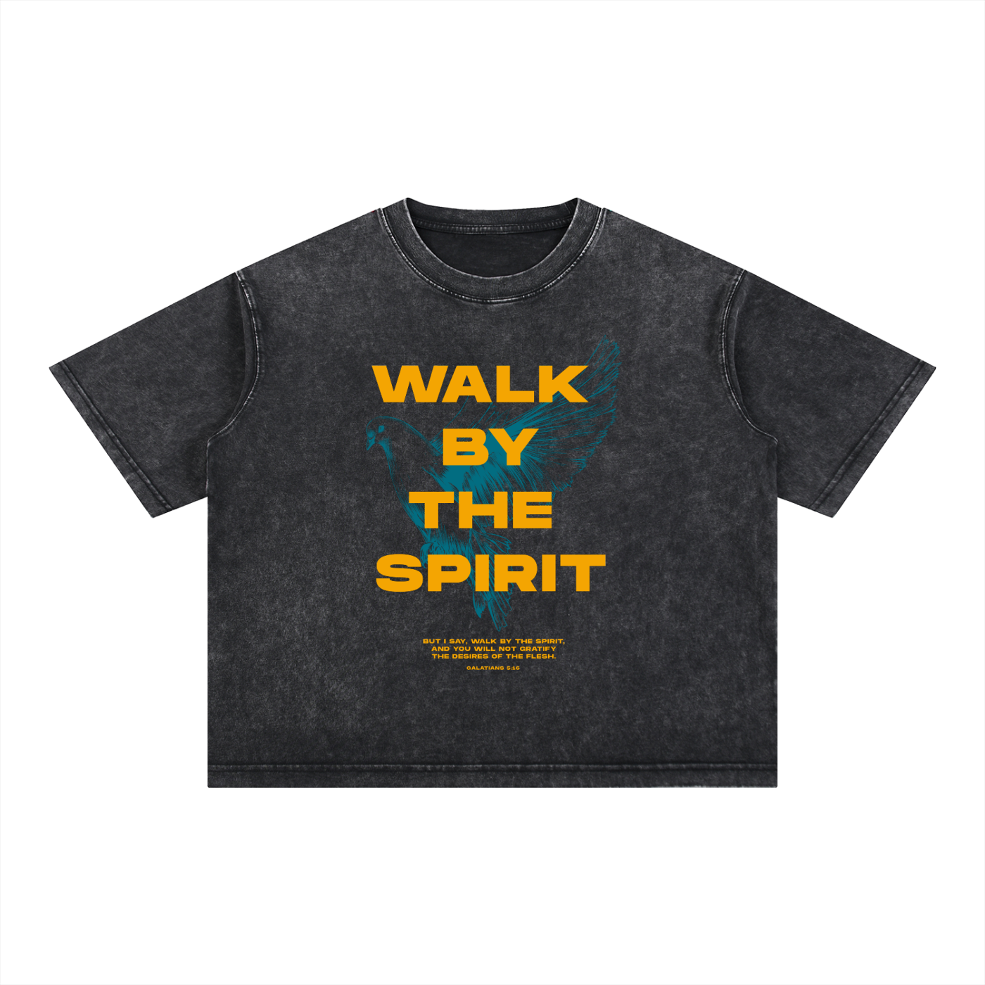 Walk by the Spirit - Christian Mineral Wash Boxy Cotton T-Shirt