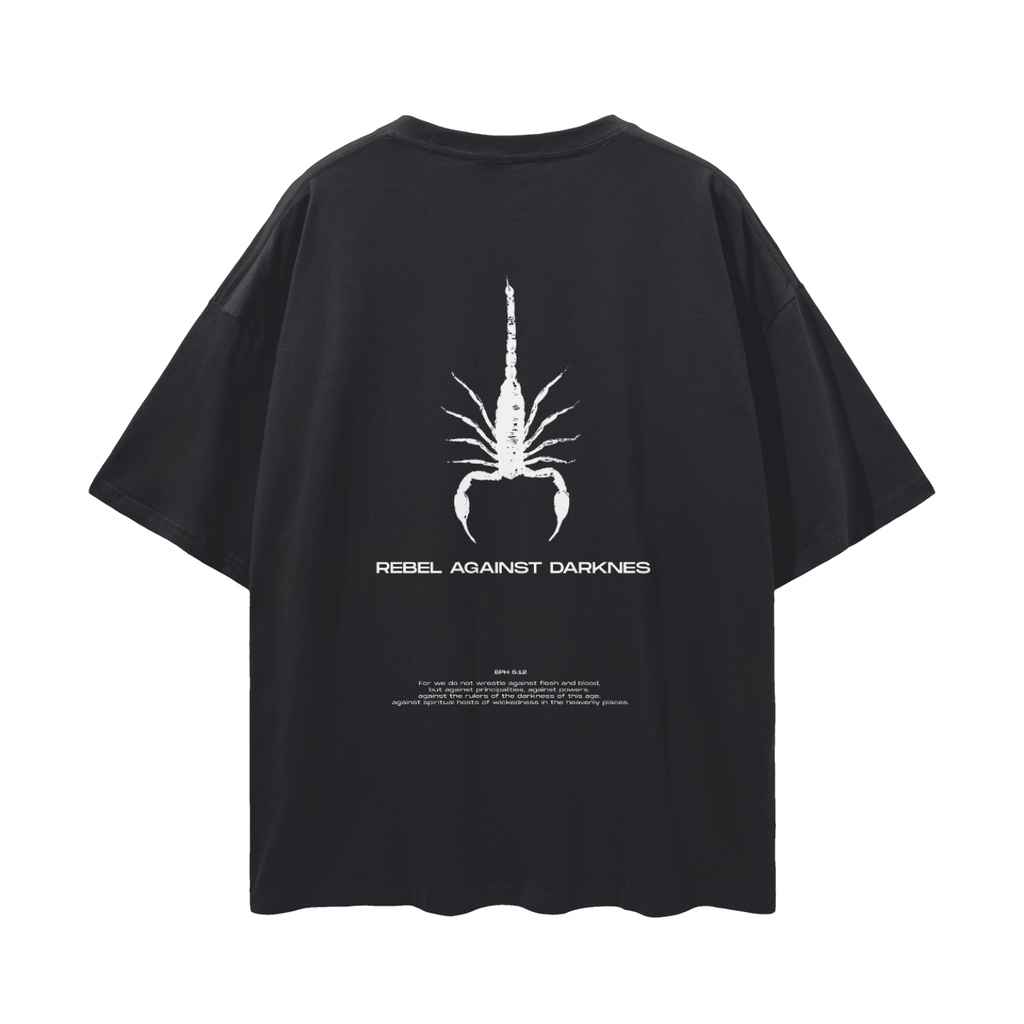 REBEL AGAINST DARKNESS - Christian Streetwear Loose Drop Shoulder T-Shirt