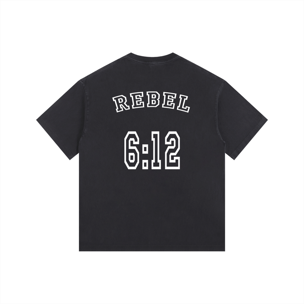 REBEL 6:12 - Christian Vintage Washed Oversized Cotton T-Shirt