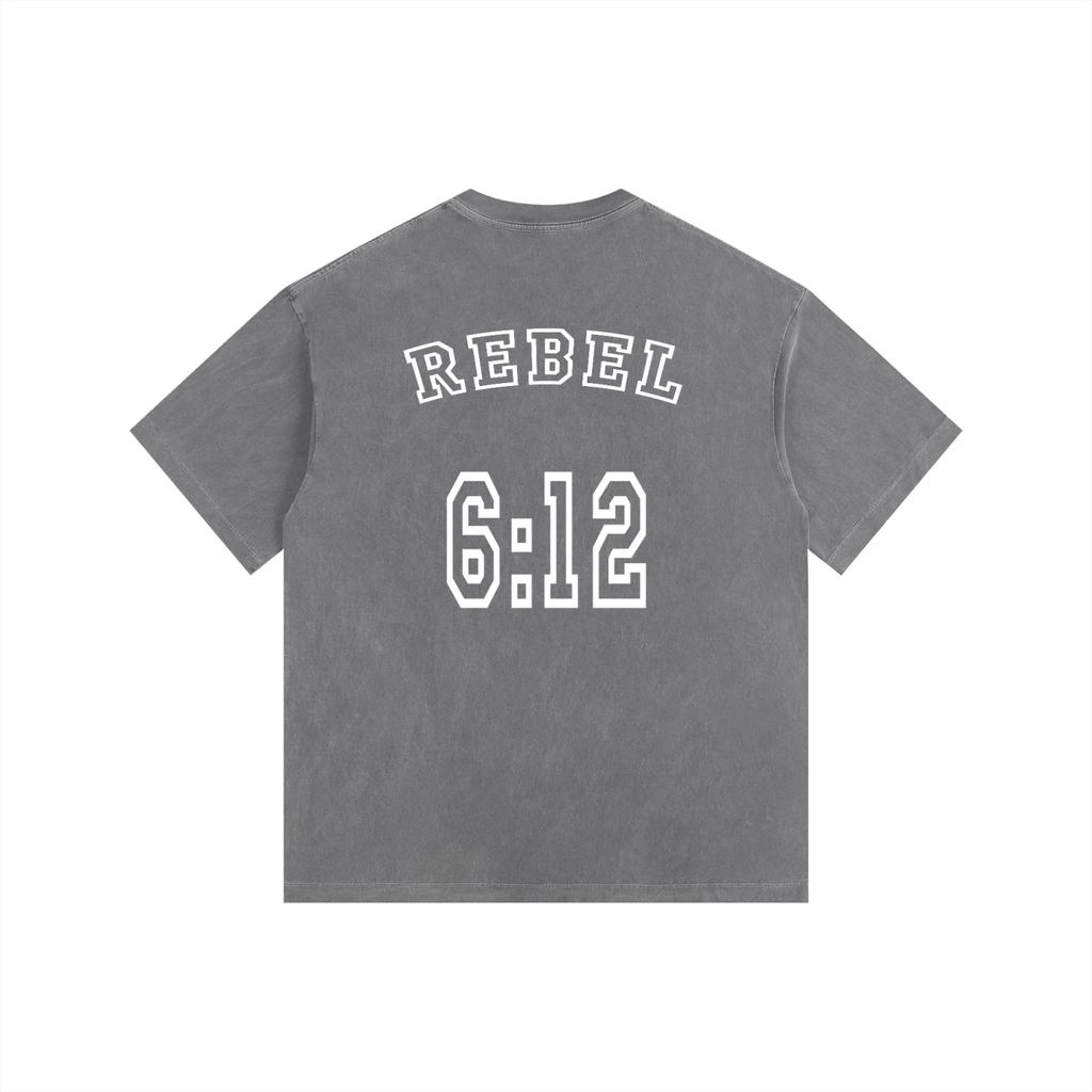REBEL 6:12 - Christian Vintage Washed Oversized Cotton T-Shirt
