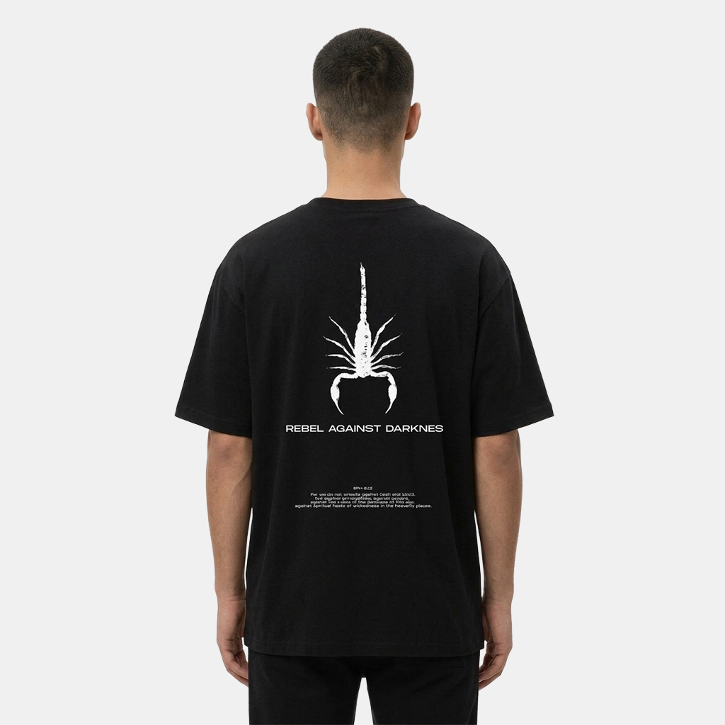 REBEL AGAINST DARKNESS - Christian Streetwear Loose Drop Shoulder T-Shirt