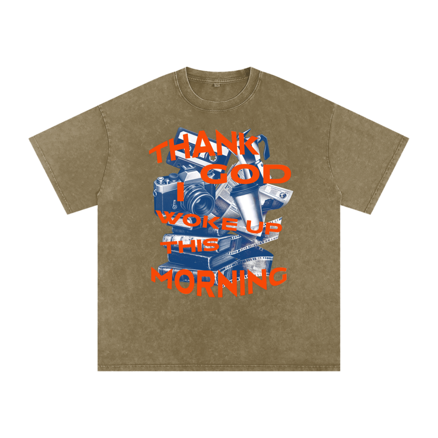 Thank God I woke up this morning - Christian Snow Washed Oversized Cotton T-Shirt