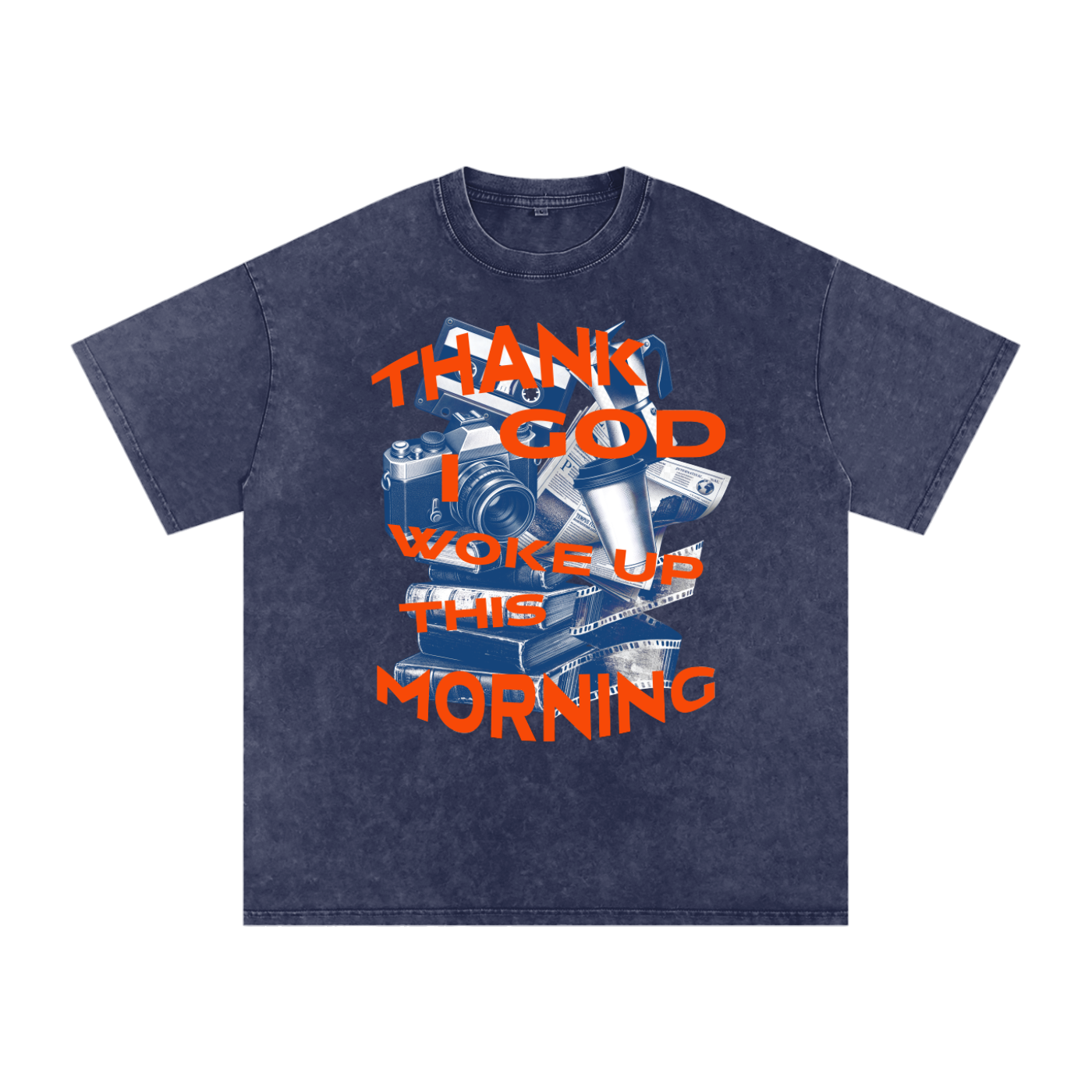 Thank God I woke up this morning - Christian Snow Washed Oversized Cotton T-Shirt