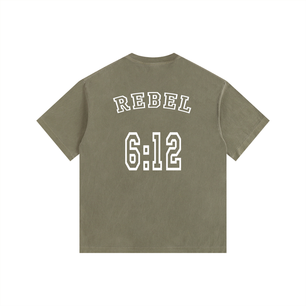 REBEL 6:12 - Christian Vintage Washed Oversized Cotton T-Shirt
