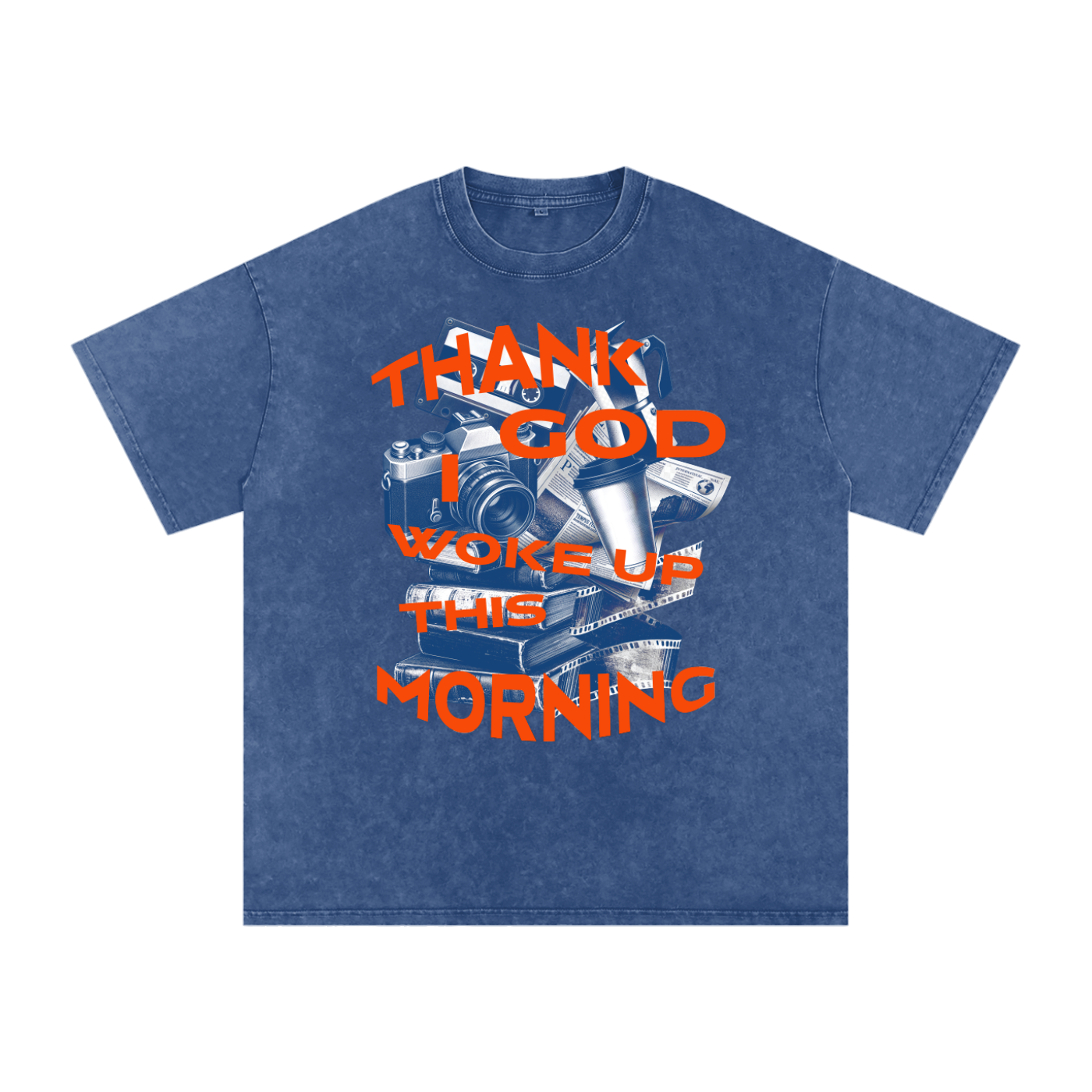 Thank God I woke up this morning - Christian Snow Washed Oversized Cotton T-Shirt