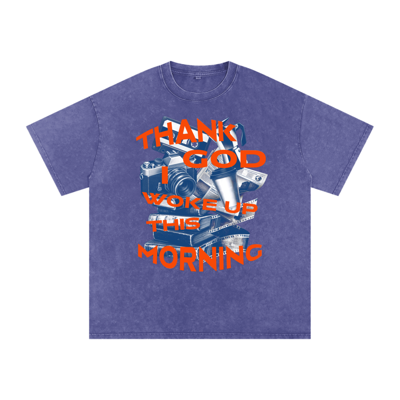 Thank God I woke up this morning - Christian Snow Washed Oversized Cotton T-Shirt