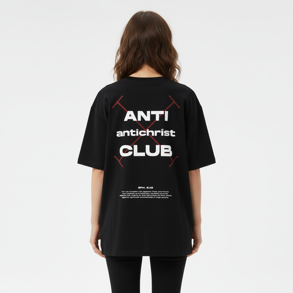 Anti antichrist Club - Christian Streetwear Loose Drop Shoulder T-Shirt