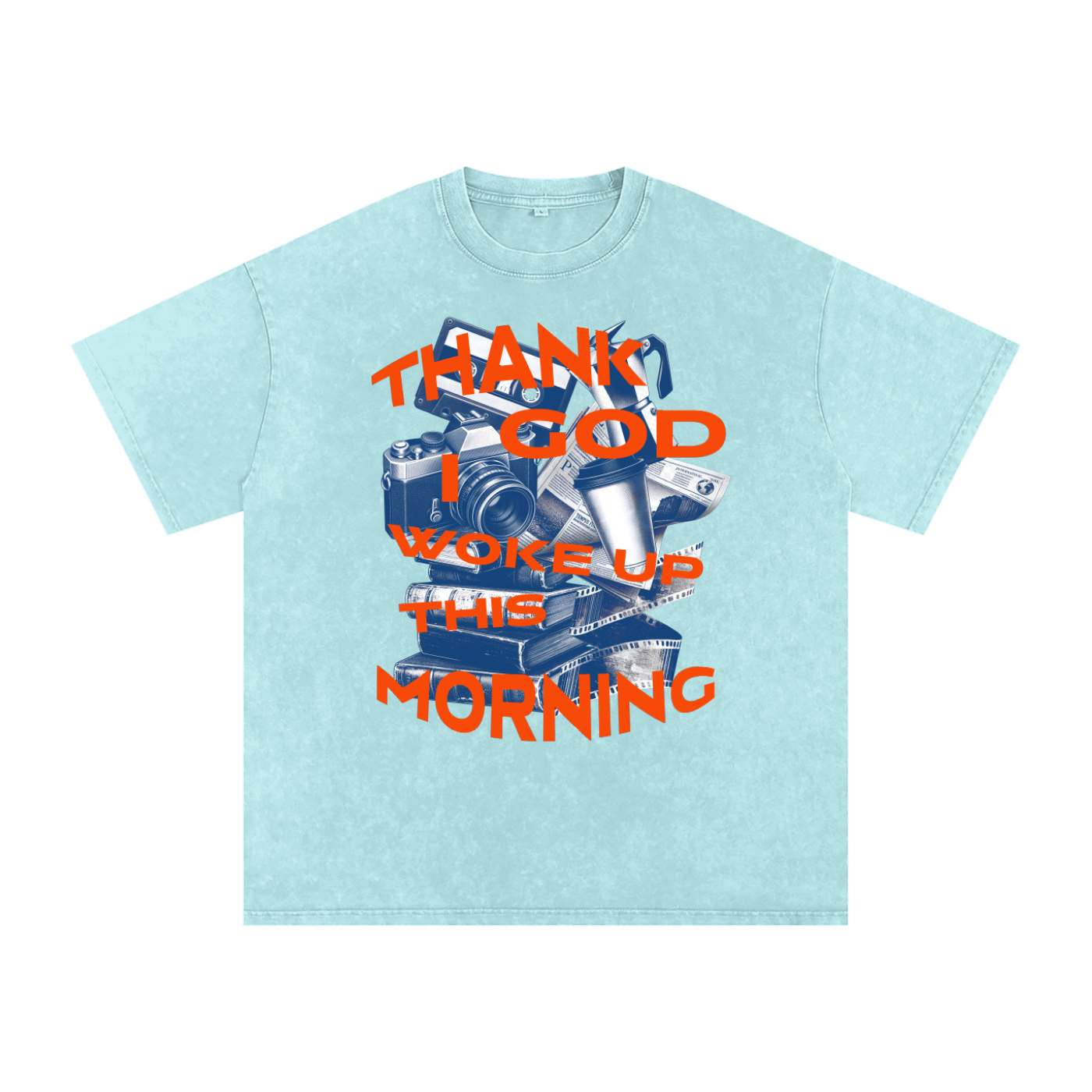 Thank God I woke up this morning - Christian Snow Washed Oversized Cotton T-Shirt