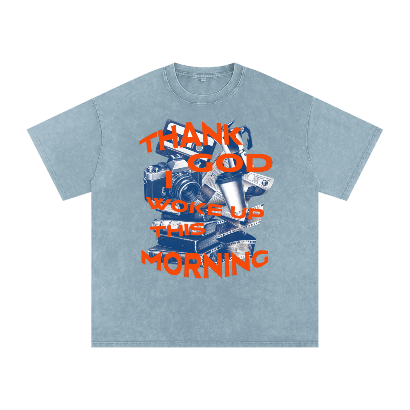 Thank God I woke up this morning - Christian Snow Washed Oversized Cotton T-Shirt