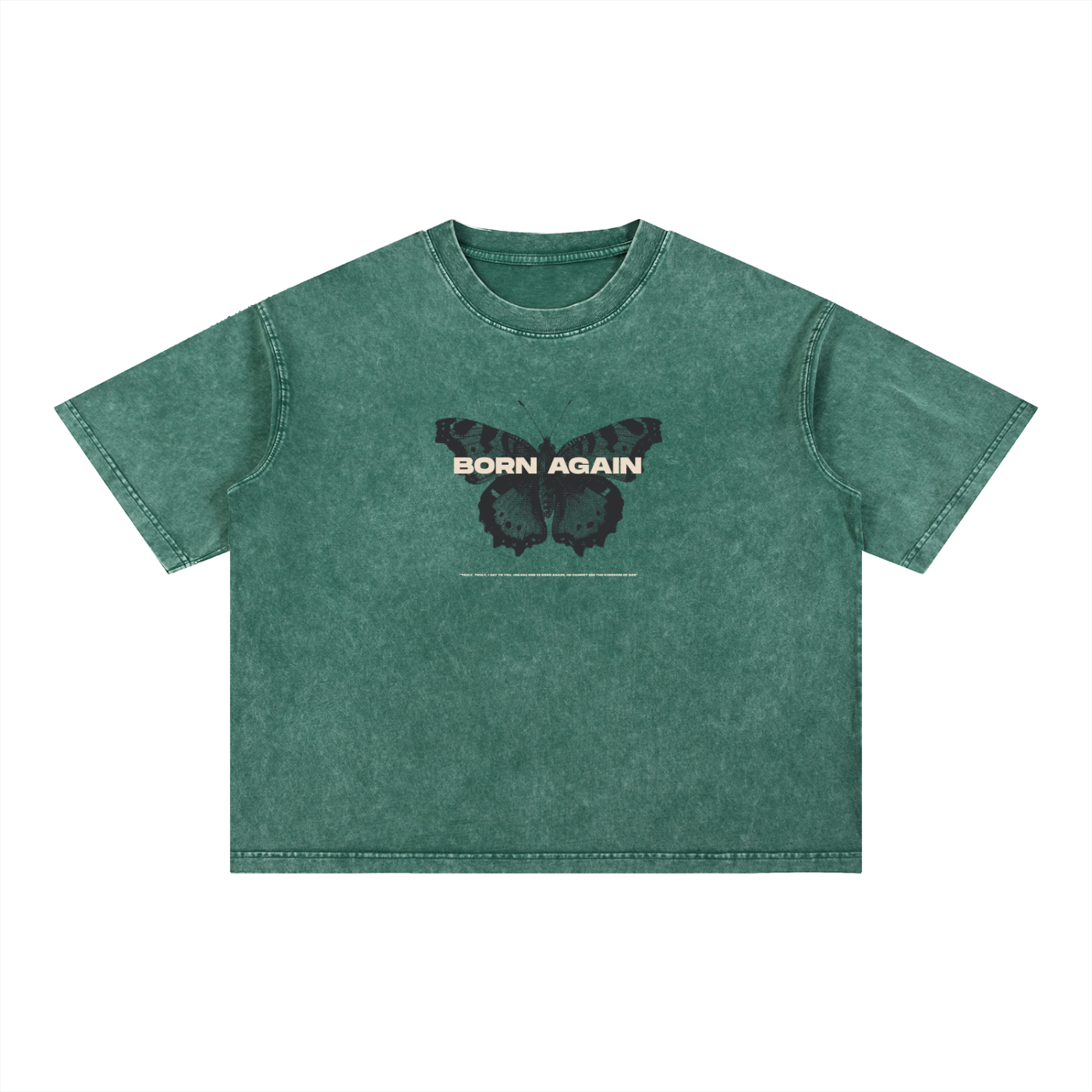 Born Again - Christian Mineral Wash Boxy Cotton T-Shirt