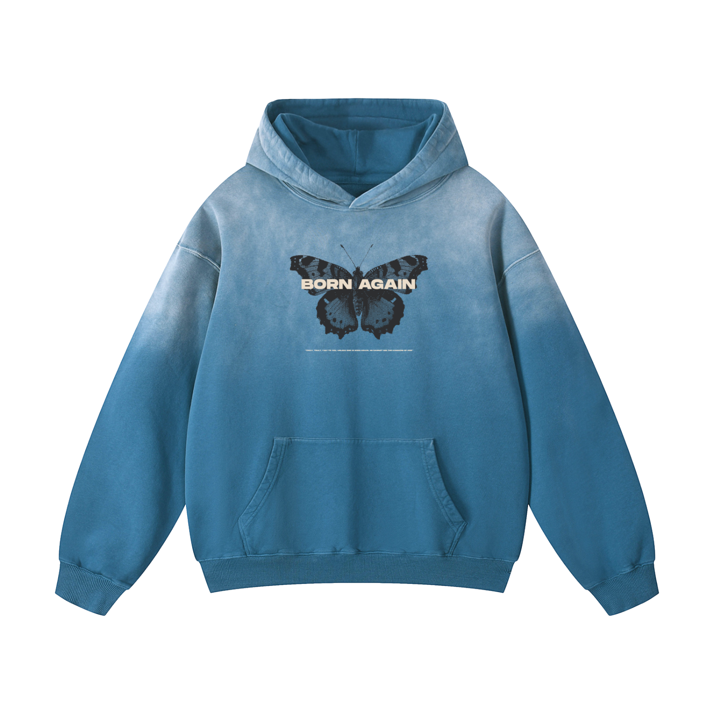 Born Again - Christian Heavyweight Sunfade Oversized Hoodie