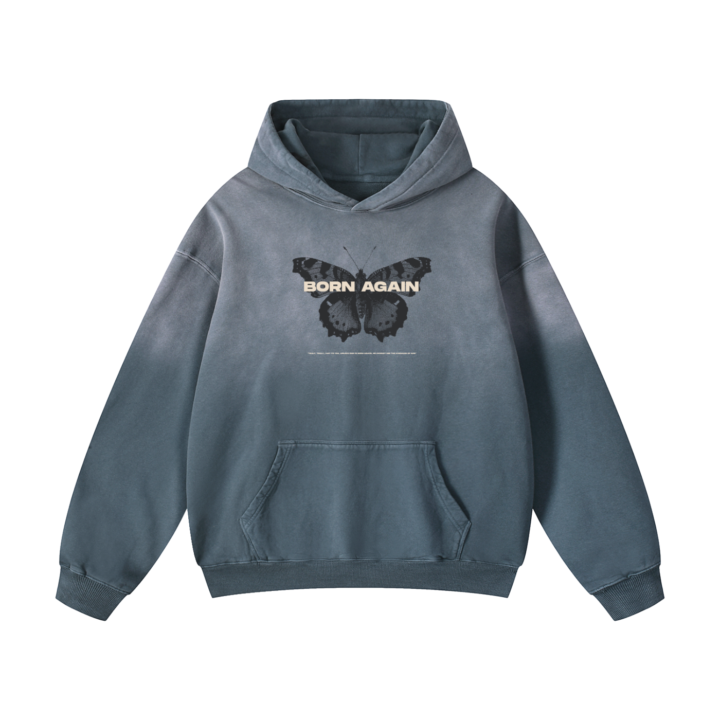 Born Again - Christian Heavyweight Sunfade Oversized Hoodie