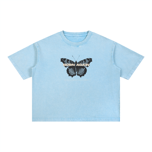 Born Again - Christian Mineral Wash Boxy Cotton T-Shirt