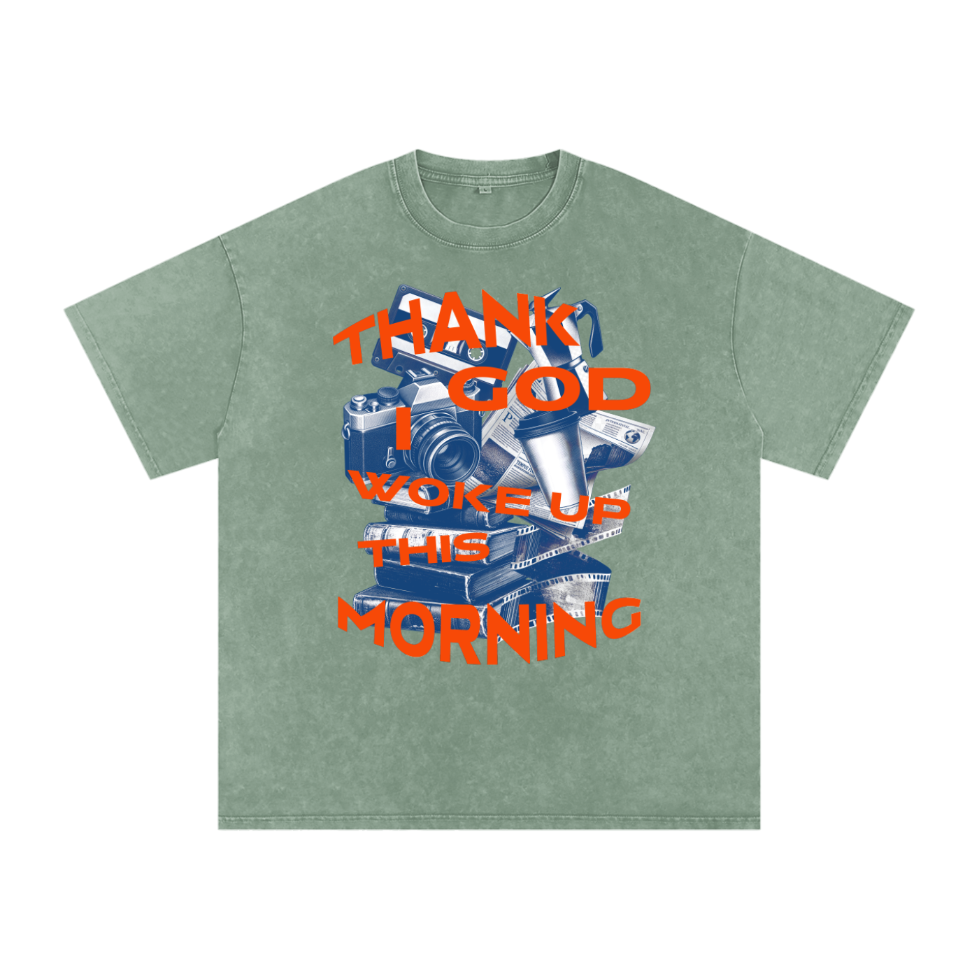 Thank God I woke up this morning - Christian Snow Washed Oversized Cotton T-Shirt