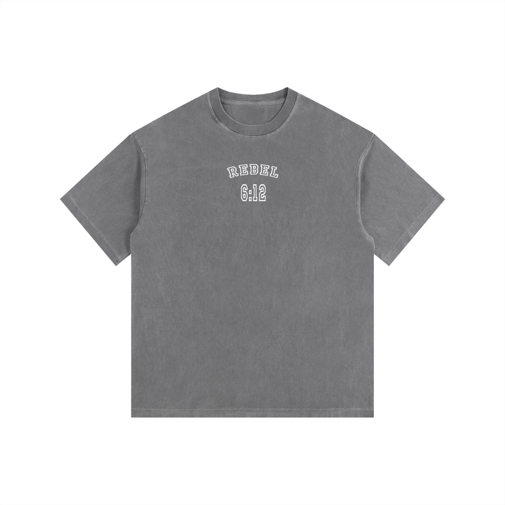 REBEL 6:12 - Christian Vintage Washed Oversized Cotton T-Shirt