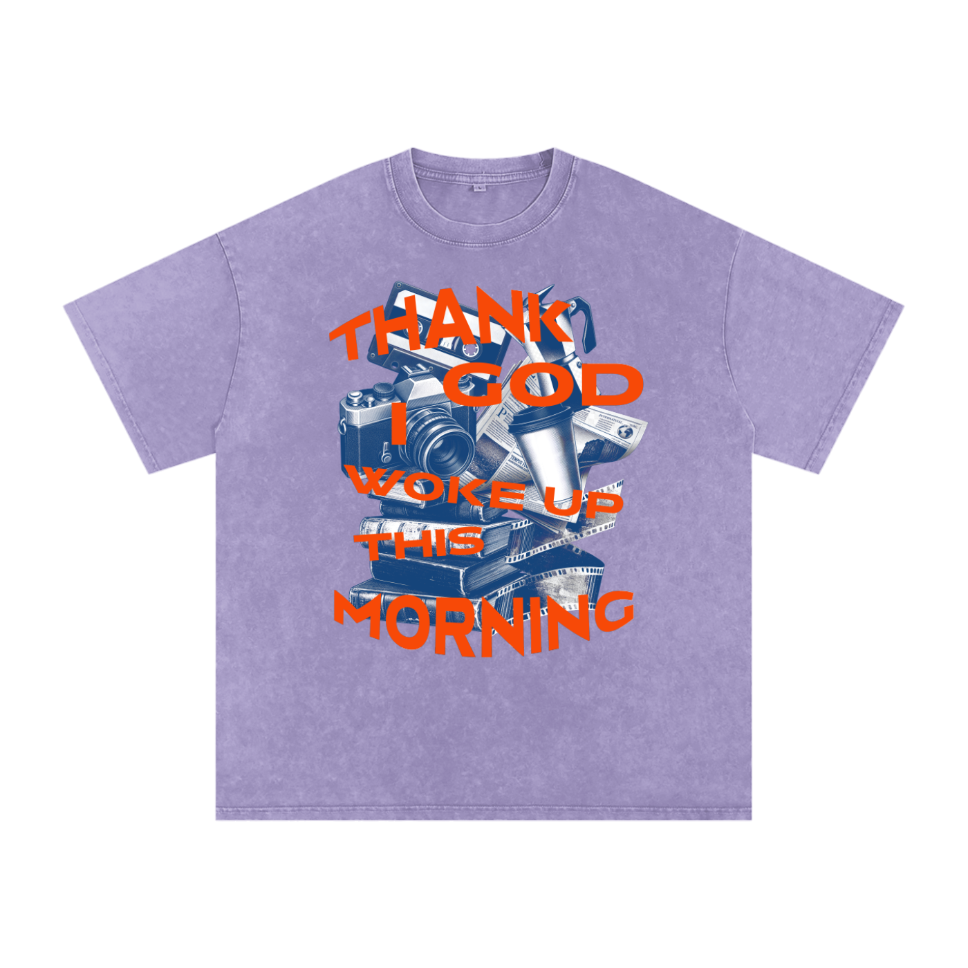 Thank God I woke up this morning - Christian Snow Washed Oversized Cotton T-Shirt