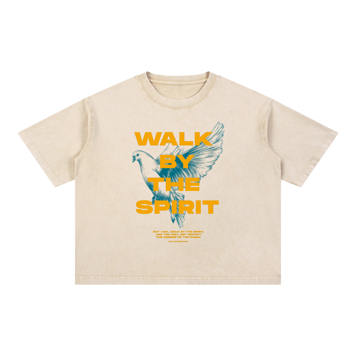 Walk by the Spirit - Christian Mineral Wash Boxy Cotton T-Shirt