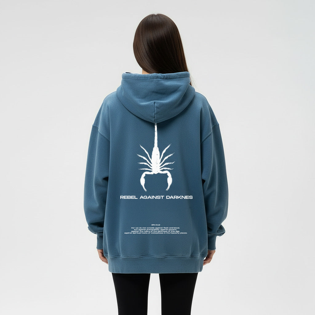 REBEL AGAINST DARKNESS - Christian Heavyweight Sunfade Oversized Hoodie
