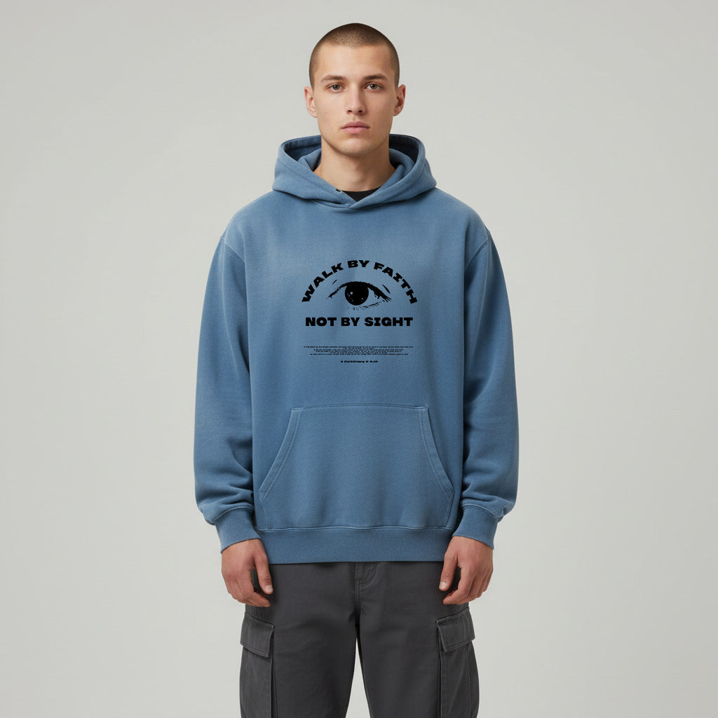 Walk by Faith - Christian Heavyweight Sunfade Oversized Hoodie