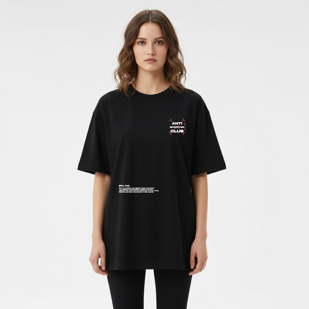 Anti antichrist Club - Christian Streetwear Loose Drop Shoulder T-Shirt