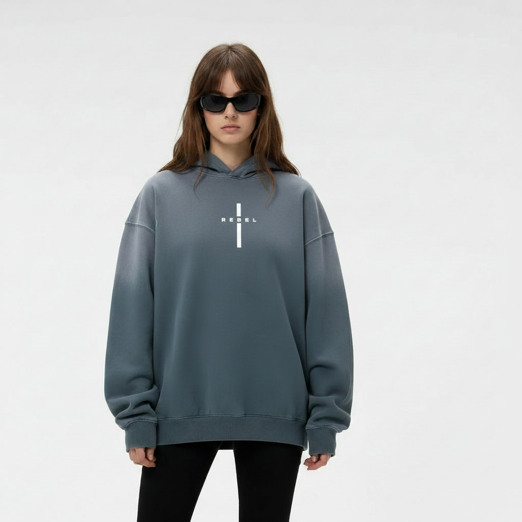 REBEL Cross - Christian Heavyweight Sunfade Oversized Hoodie